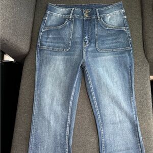 Dripcurve Stretch Wide leg Flate Blue Denim Women's Jeans